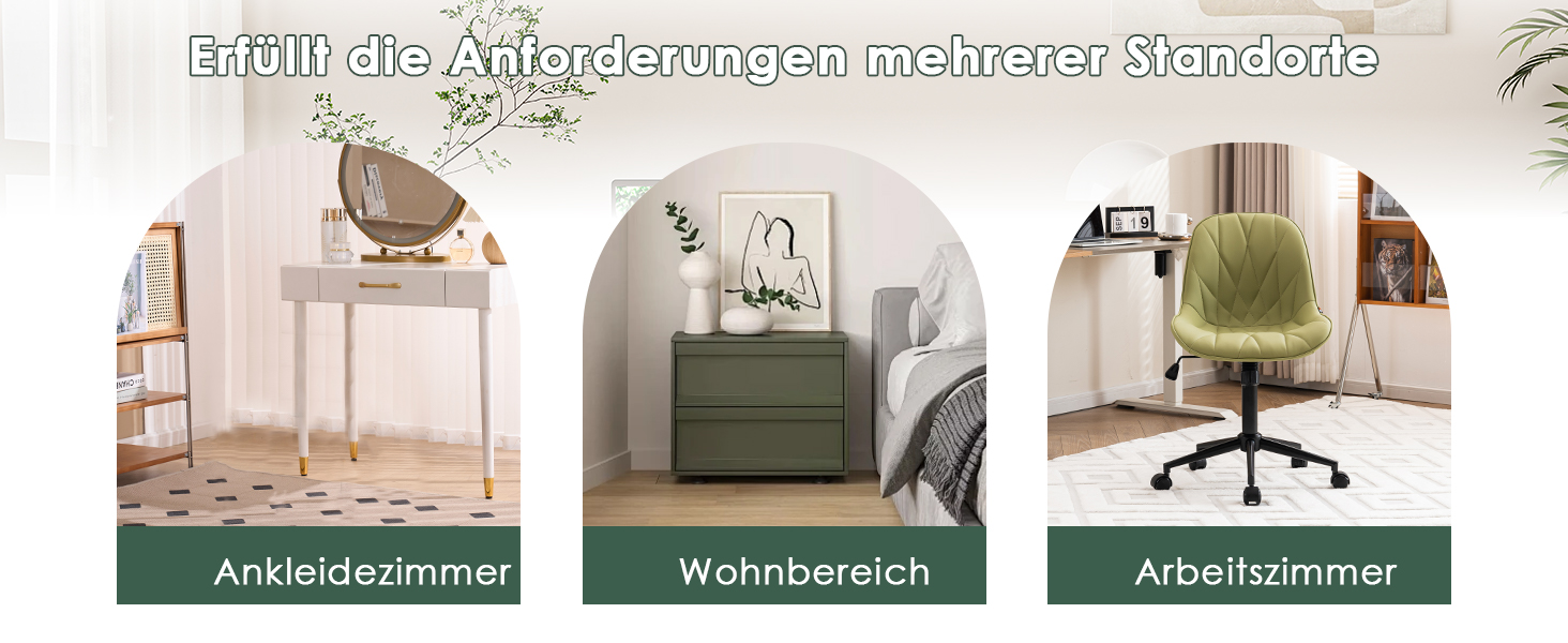 Офісне крісло YOUTASTE з принтом листя, ергономічне, регульоване по висоті з функцією гойдання, без підлокітників, шкіряне для дому та офісу (Авокадо)