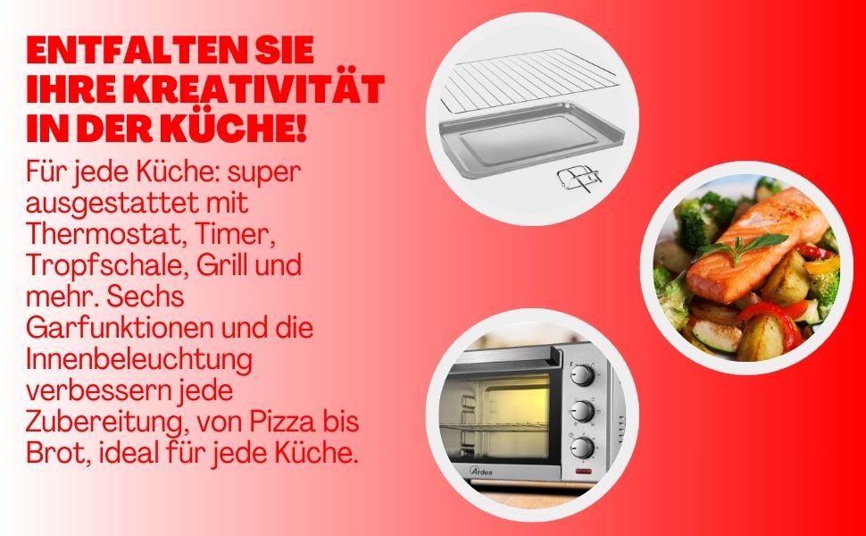 Електричний міні-пекар ARDES Magnus AR6226S, 25 літрів, сріблястий, з аксесуарами