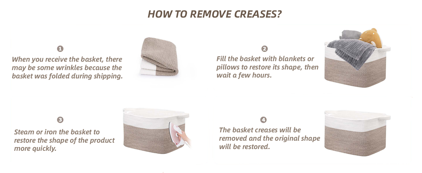 Кошики для білизни 2 шт. (63L) з бавовни, плетений, з ручками, для зберігання ковдр, одягу, іграшок, білий та коричневий
