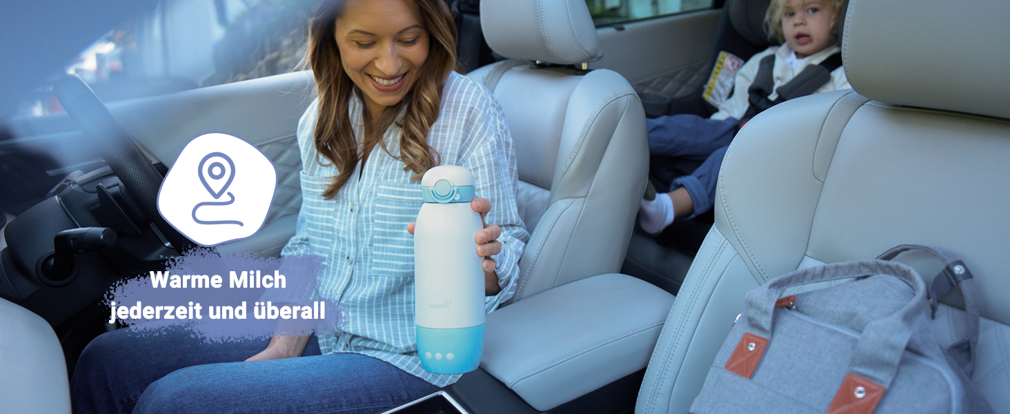 Підігрівач для пляшечок GROWNSY для подорожей: портативний, акумулятор 10000mAh, 600мл, точний контроль температури, рожевий (блакитний)