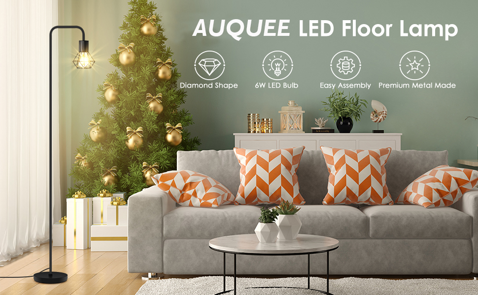 Торшер AUQUEE, 6 Вт LED, ножний перемикач, E27, вінтажний ретро метал, Чорний