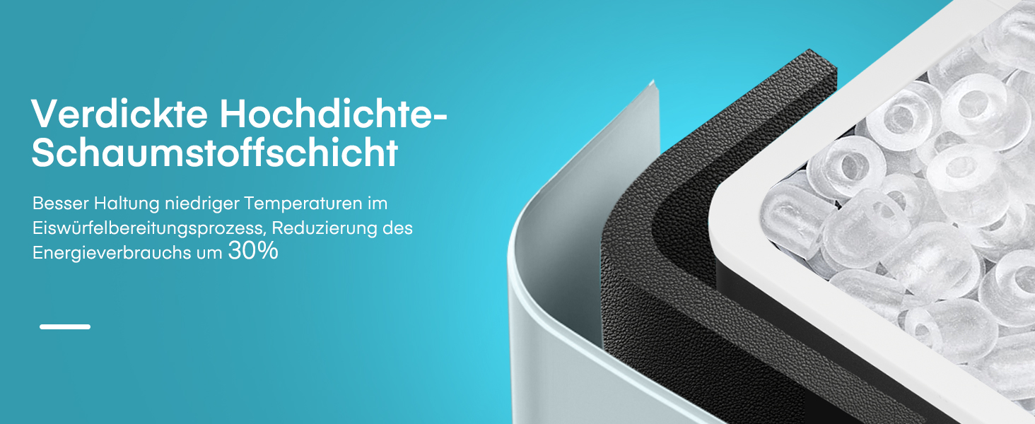 Льодогенератор Fohere портативний самоочисний 14 кг/24год, 2 розміри льоду, блакитний для дому, бару, офісу, кемпінгу зі шкребком та кошиком