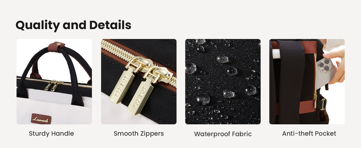 LOVEVOOK Рюкзак для жінок 15.6 дюймів, рюкзак для школи, підлітки, велика кишеня для пляшки, елегантний рюкзак для подорожей, сумка для навчання, універсальна шкільна сумка, водонепроникний рюкзак для роботи, подорожей, навчання, 15.6 дюймів, бежевий, чорний, коричневий