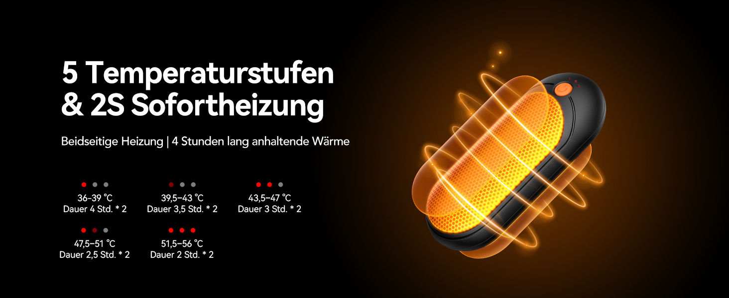 Електричні грілки для рук J-BRAUV 2 шт. з акумулятором 4000mAh, зарядний бокс 10000mAh, 3 режими нагріву, USB, чорний, кишеньковий