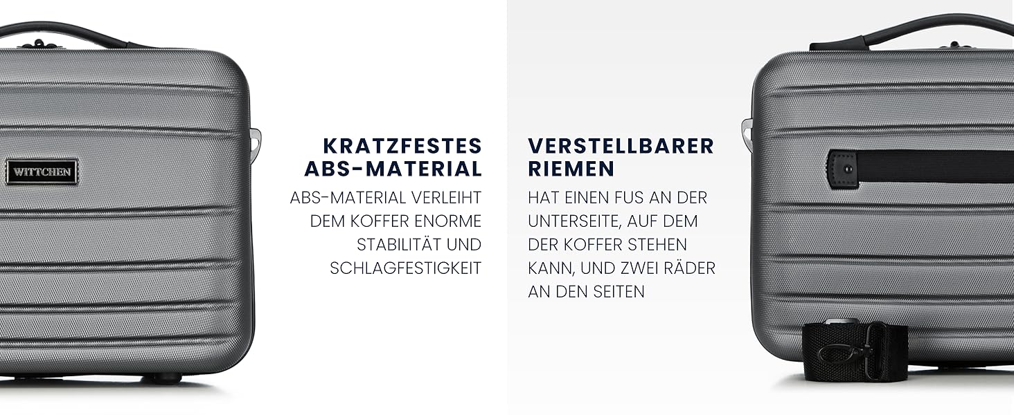 Валіза ручної поклажі WITTCHEN Globe Line сірого кольору з ABS-пластику та кодовим замком | 25 x 33 x 16,5 см | Підходить для Lufthansa, Eurowings, Ryanair, Condor, Discover Airlines