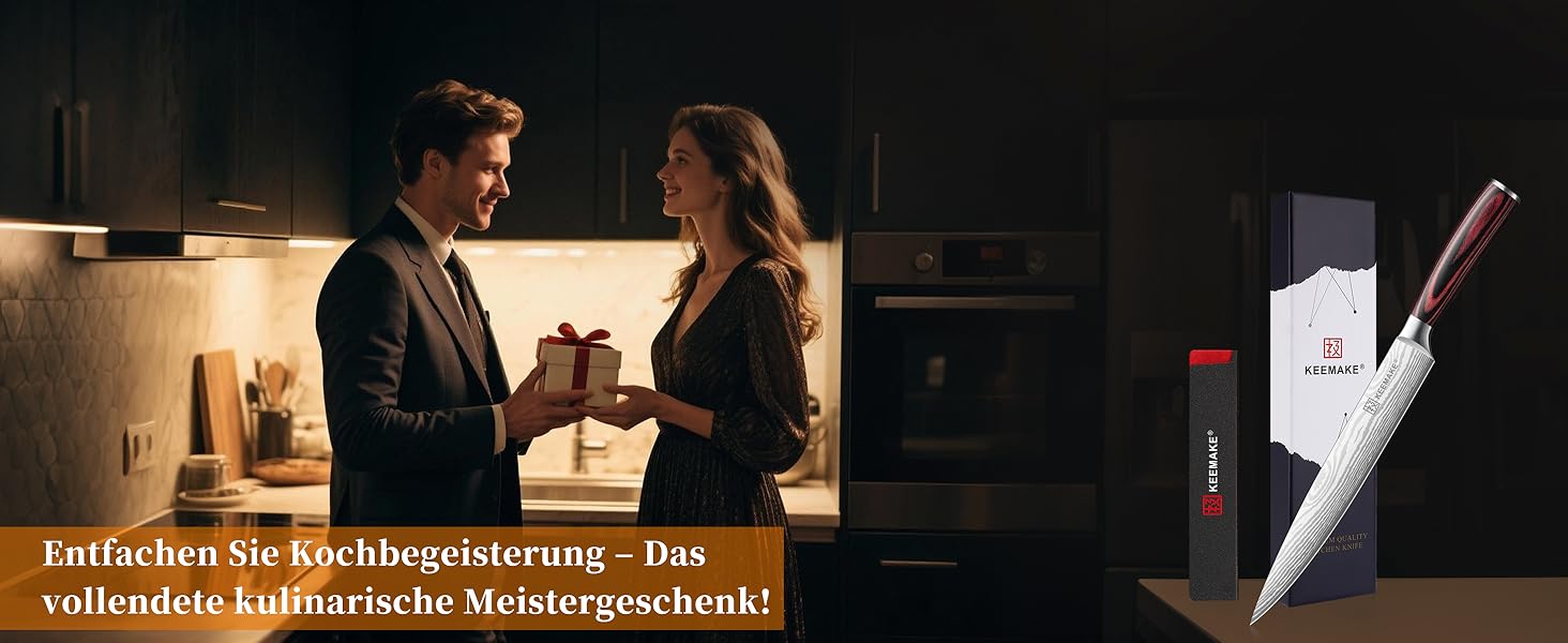 KEEMAKE Набір кухонних ножів Profi: кухонні ножі з нержавіючої сталі з захистом леза, гострі ножі шеф-кухаря та універсальні ножі для м'яса, овочів та риби (ніж для м'яса 20 см)