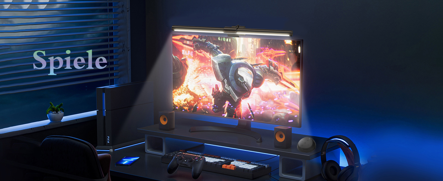 LED лампа для монітора з USB та сенсорним керуванням, захист від синього світла, регулювання яскравості та кольорової температури, настільна лампа для комп'ютера