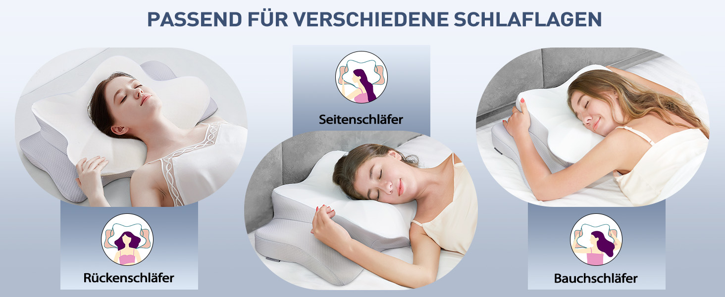 Подушка з піною з пам'яті DONAMA: ергономічна подушка для шиї, для сну на боці, спині та животі