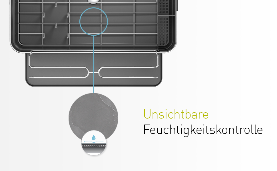 Підставка для посуду simplehuman KT1181 зі сталевим каркасом, піддоном для зливу води та тримачем для столових приборів, велика, матова нержавіюча сталь, біла