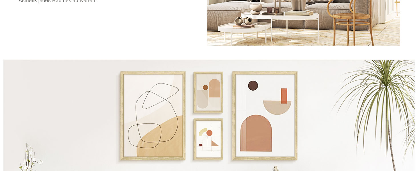 Набір фоторамок 3 шт 70x50 см з дерева для фото, картин, постерів (натуральне дерево)