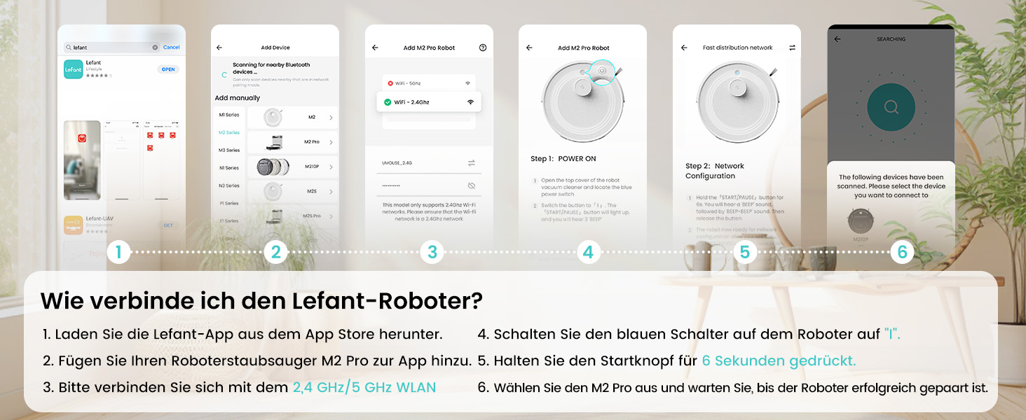 Робот-пилосос LEFANT M2 Plus з картографією, лазерною навігацією, 6000Pa, персоналізованим прибиранням, WiFi/App/Alexa, чорний