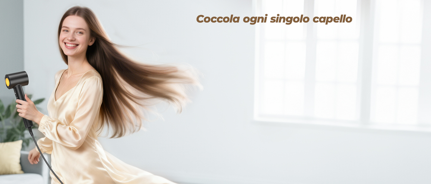 Іонний фен для волосся з дифузором, професійний стайлер 150 000 об/хв, 8 режимів температури з LED-дисплеєм, для кучерявого та густого волосся, чорний