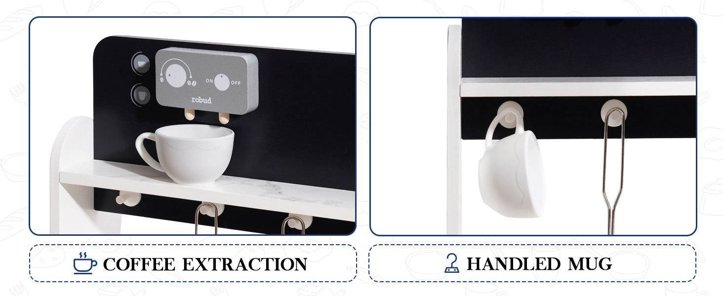 Дерев'яна дитяча кухня ROBUD з аксесуарами, сучасний стиль мармур, реалістичний дизайн, подарунок для дітей від 3 років