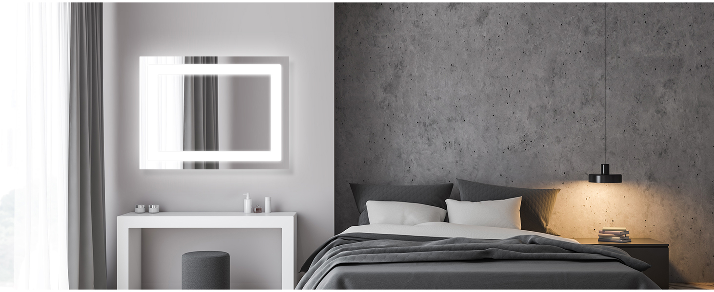 Дзеркало для ванної кімнати SONNI з підсвічуванням 80x60 см, IP44, холодне біле світло