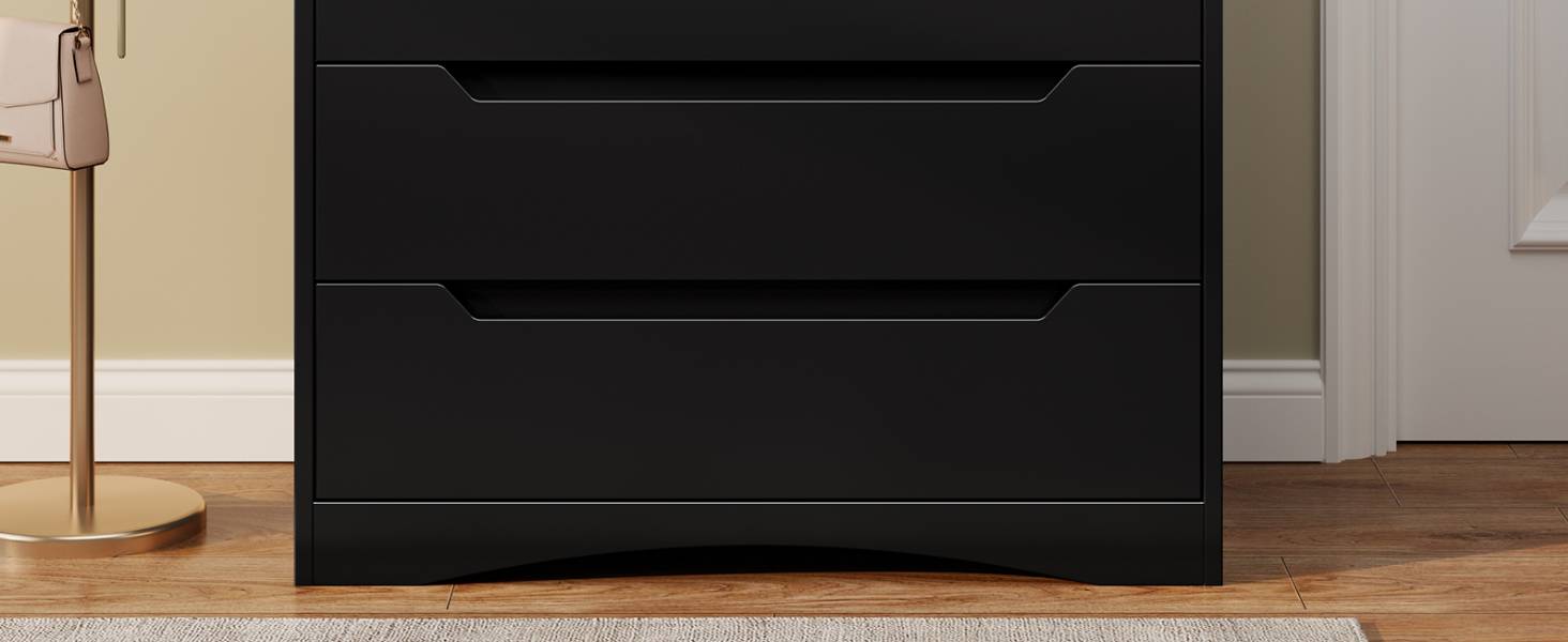 Комод Bealife для спальні: 4 місткі шухляди, витягнуті ручки, захист від перекидання, для вітальні/офісу (чорний)