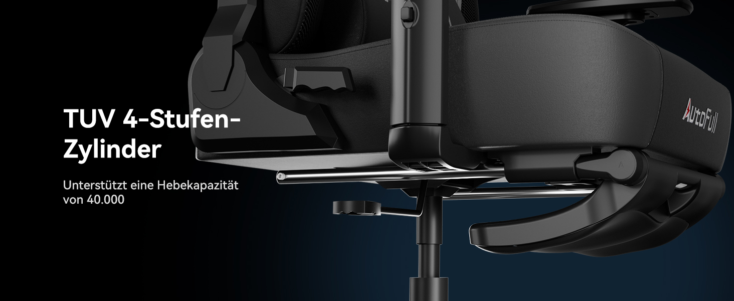 Ігровий крісло AutoFull C3: ергономічне, з 2D підлокітниками, підставкою для ніг, подушками для голови та попереку | Макс. вага 150 кг | Чорний зразок тканини