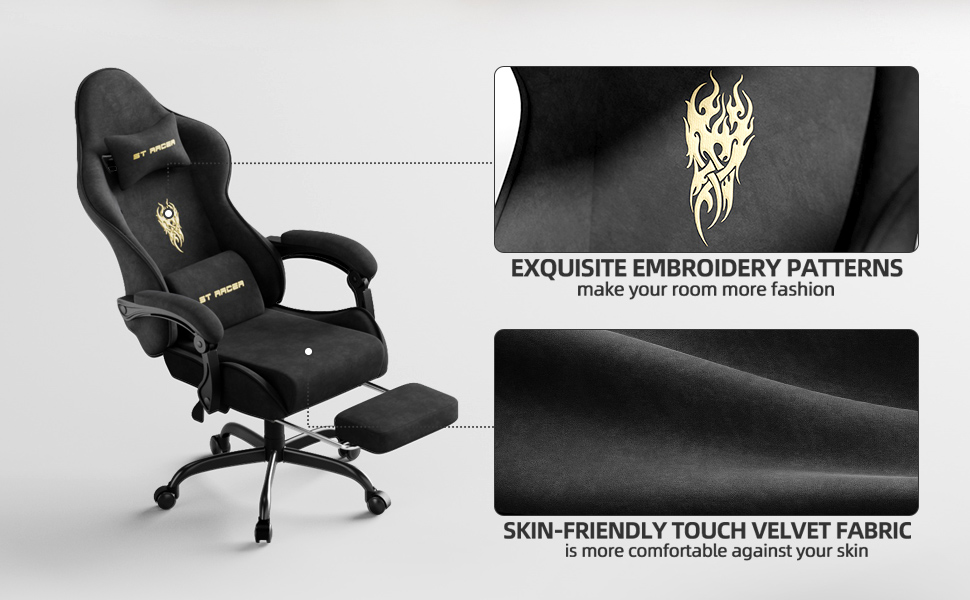 Ігровий крісло Ferghana Ergonomisch, чорний - з підголівником та поперековою подушкою