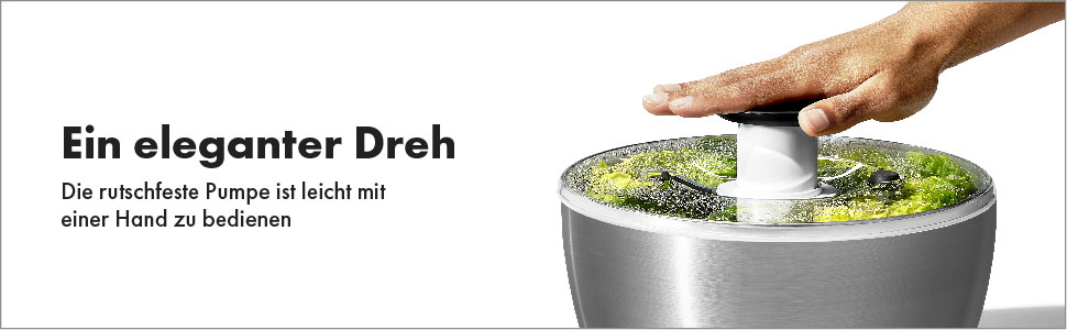 Салатниця-швидкообертач OXO SteeL з нержавіючої сталі з кришкою – для миття та сушіння салату. Нержавіюча сталь, велика