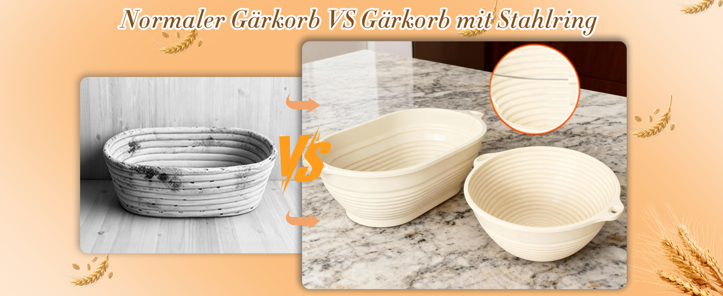 Набір для випікання хліба: 13 предметів, корзини для бродіння (овальна 28 см, кругла 25 см) з силікону, для початківців та професіоналів