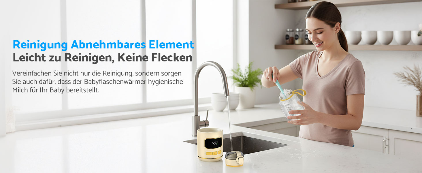 eSynic Підігрівач для пляшечок 450мл з акумулятором 15000mAh, портативний, швидкий нагрів (2-3 хв), для дитячого харчування та води, USB-C, BPA-free, з боросилікатного скла, для подорожей та нічного годування