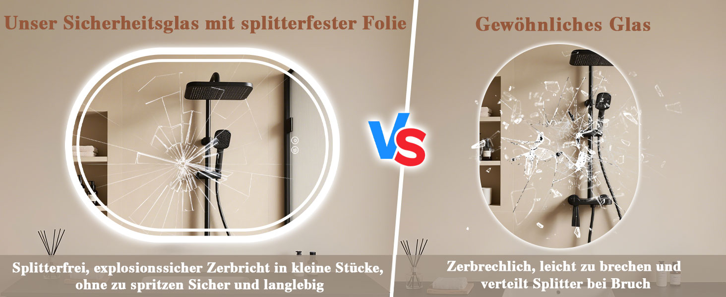 LED дзеркало для ванної кімнати Badspiegel з підсвічуванням, антизапар, сенсорне керування, регулювання яскравості, 3 кольори світла, овальне, 50x70 см