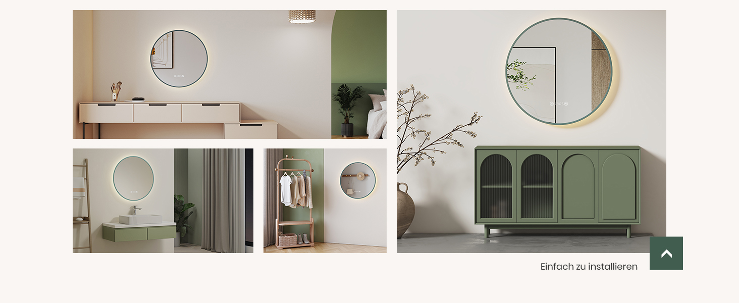 Круглий дзеркало для ванної кімнати EMKE з підсвічуванням 60 см - з антизапарюванням, регулюванням яскравості, годинником, індикатором температури, сенсорним керуванням, функцією пам'яті, енергозберігаючий. Розмір: 80x80 см.