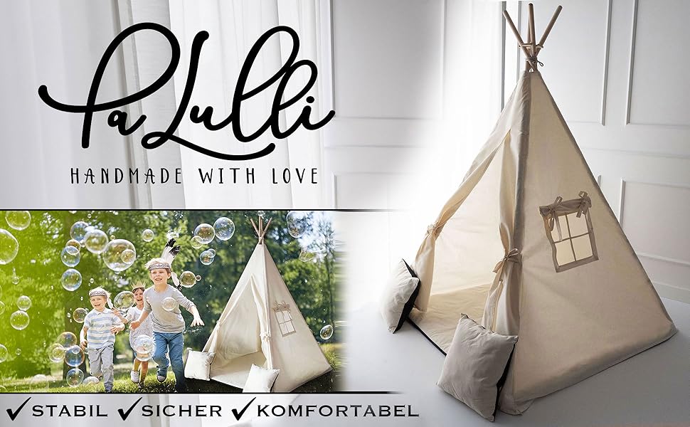 Дитяче намет-типі Tipi PaLulli® з бавовни, килимком, лампою та декоративними подушками (Рожевий)