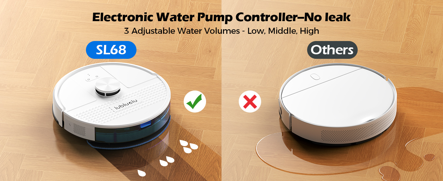 Робот-пилосос Lubluelu з функцією миття 3-1, робот-пилосос 4500 Па з лазерною навігацією, робот-пилосос SL68 з технологією антисифон, час роботи 150 хв, керування APP, 24 заборонені зони (білий)