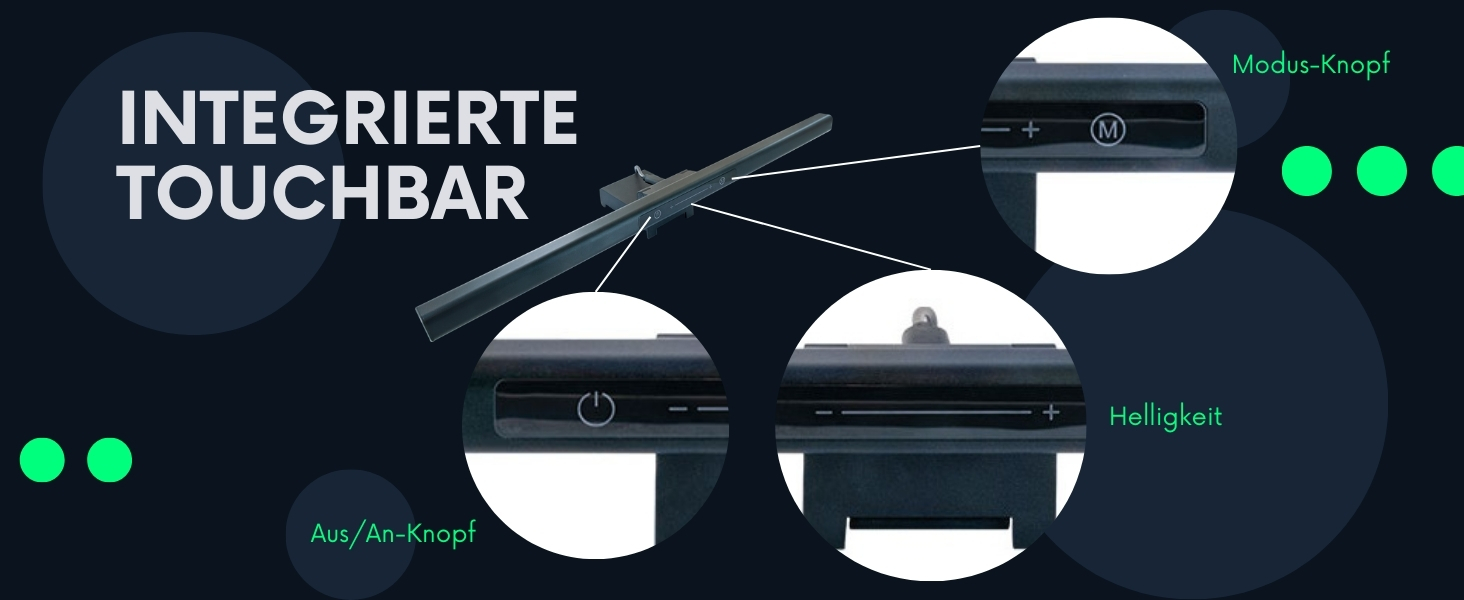 LED лампа на монітор Schwaiger з USB-C, сенсорне керування, 1,5м кабель, для дому, офісу та ігор