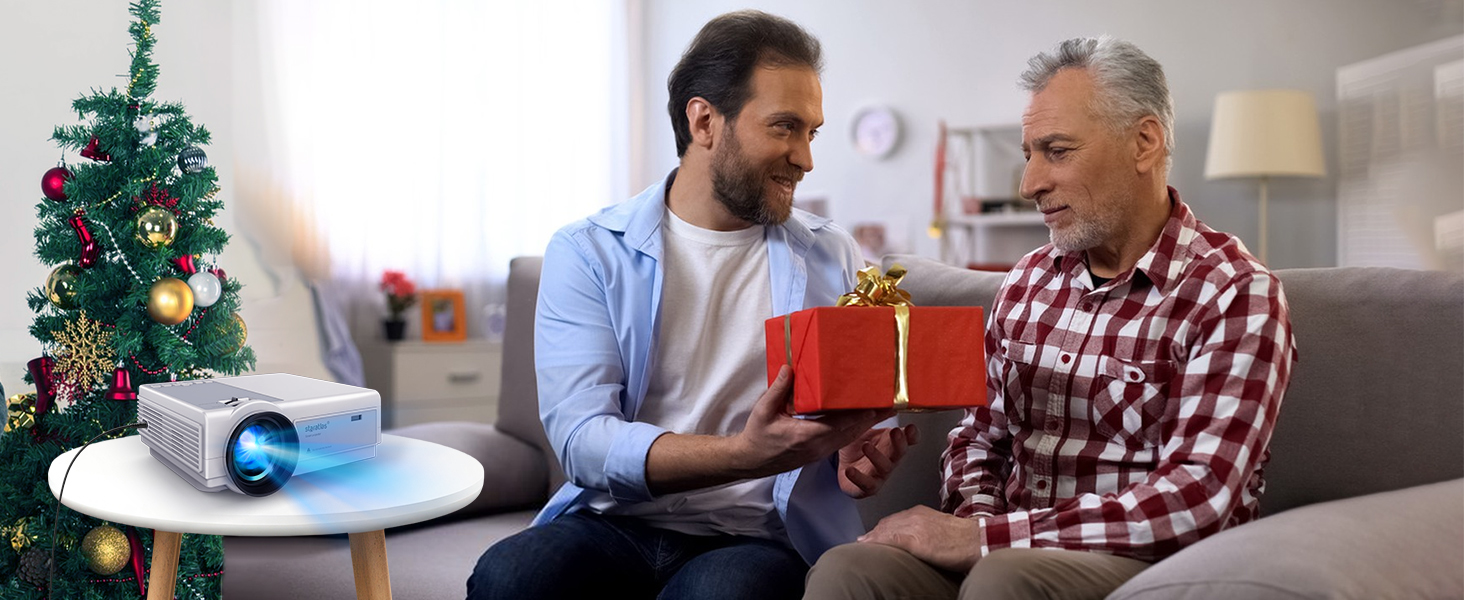 Проектор Staratlas Beamer 5G WiFi Bluetooth Full HD 12000 Lumen, Native 1080P 4K, для домашнього кінотеатру, сумісний з iOS/Android/Fire Stick/HDMI/USB/PS5, білий