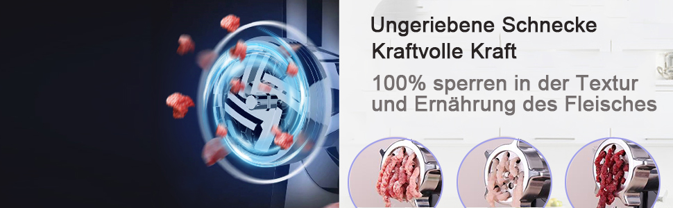 Електрична м'ясоподрібнювач з нержавіючої сталі, 2000W, з набором дисків та насадок для ковбас, чорний