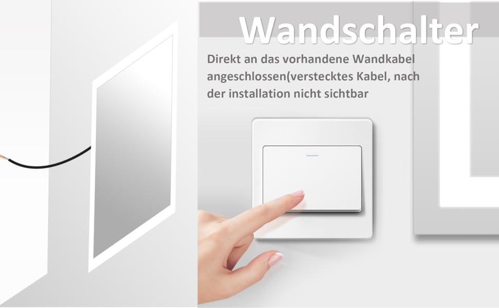 Дзеркало для ванної кімнати Badspiegel 60x80 см з підсвічуванням LED, сенсорне, протизапітніння, IP44, 3 колірні температури