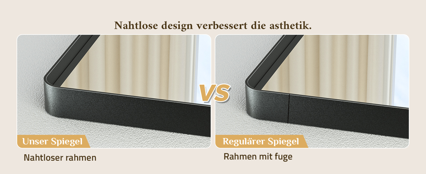 Дзеркало для ванної кімнати TETOTE 40x50 см, чорне, прямокутне, з металевим каркасом, з круглими кутами, для раковини, з загартованого скла