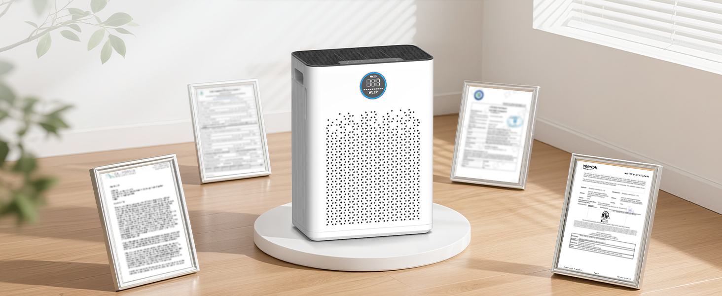 Повітряний фільтр з керуванням через додаток, HEPA H14, фільтр з активованим вугіллям, розумний очищувач повітря для дому з Alexa, для великих приміщень, Smart WiFi, KJ3-7S