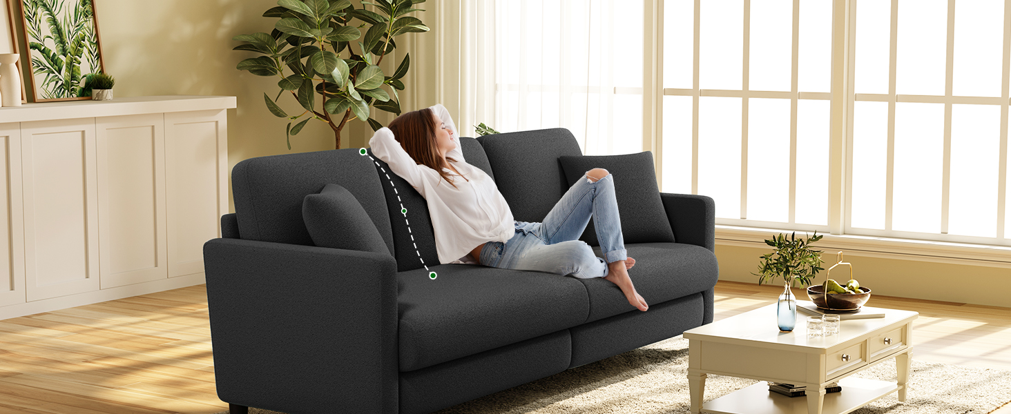 Двомісний диванчик, компактний диван для підліткової кімнати, зручний невеликий диван, легка збірка без інструментів, дивани з масиву дерева, невеликий диван для вітальні (сірий, 211 см)