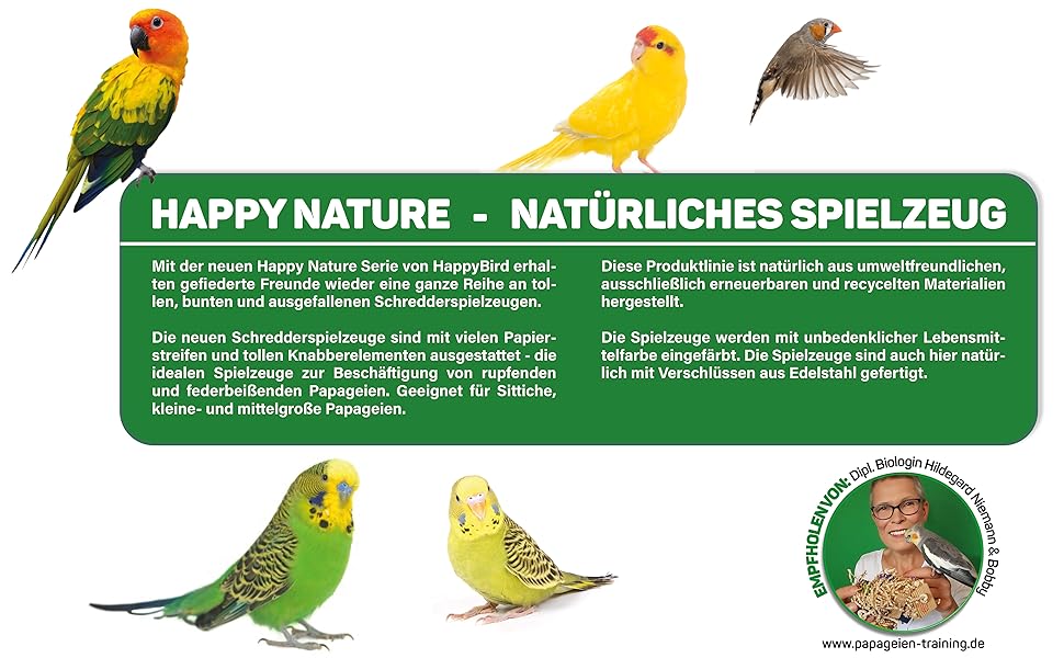 Іграшка для подрібнення Happy Nature - папуги, маленькі папуги (60 символів)