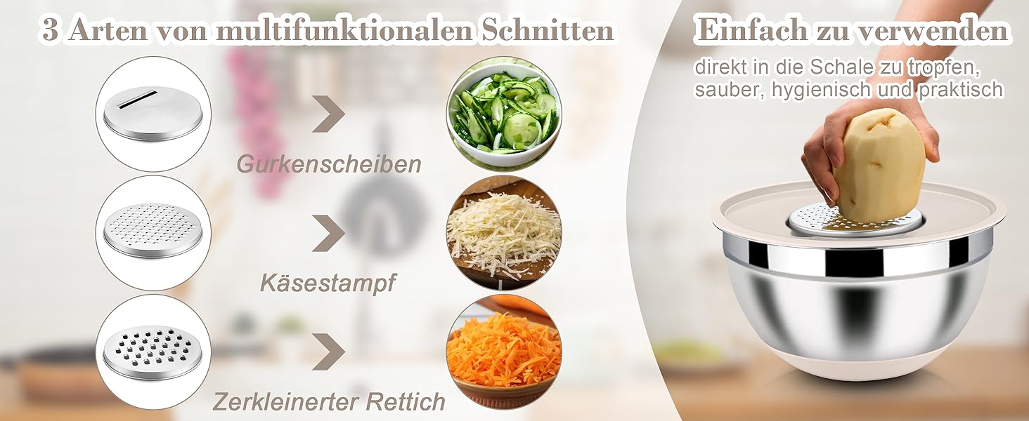 Набір місок Homikit з нержавіючої сталі, 6 шт. з тертками, кришками та силіконовим дном, 4.6/2.8/2.5/1.6/1.2/0.7 л, зелений