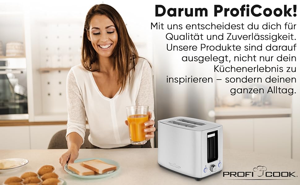 Тостер ProfiCook Edelstahl PC-TA 1279 сріблястий - 2 слоти, для бутербродів, вафель та булочок, з насадкою для булочок, нержавіюча сталь