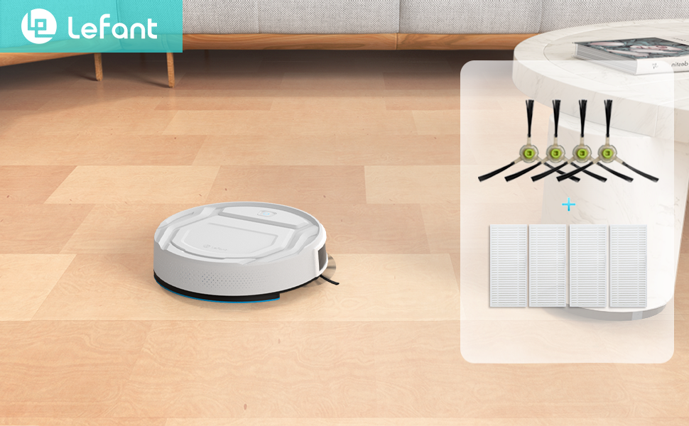 Робот-пилосос LEFANT M310: потужність 4500Pa, 180 хв роботи, 4 режими, Wi-Fi, керування через додаток та Alexa, для шерсті тварин та твердих підлог