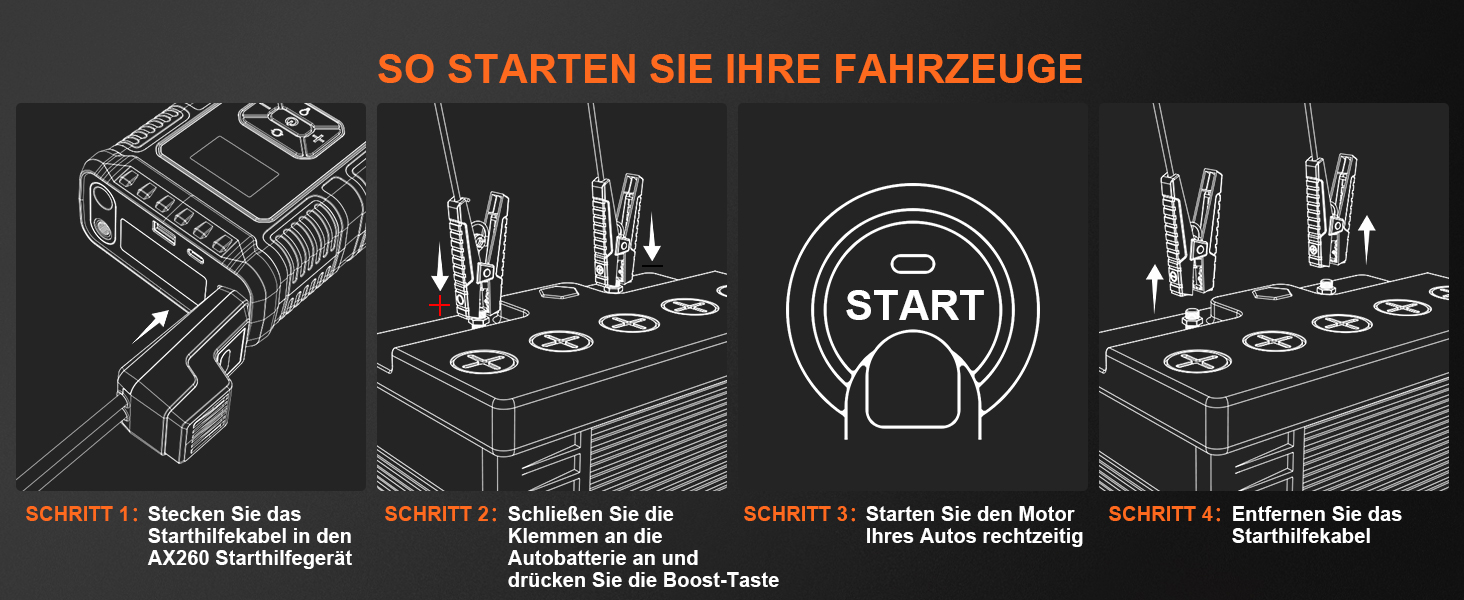 Powerbank з компресором ASPERX Starthilfe 150PSI, 3000A - пусковий пристрій для авто, мото, SUV (до 10л бензину/8л дизеля) з LED-ліхтариком