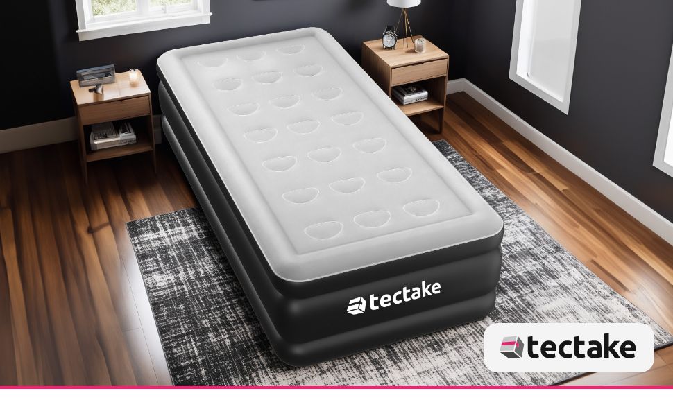 Надувна матрац Tectake® з електропомпою, 200 x 101 x 44 см - для кемпінгу, гостей, подорожей