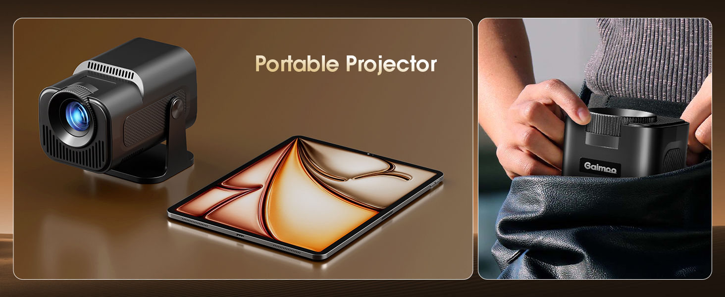 Портативний відеопроектор Mini Beamer 1920x1080P з підтримкою Android TV, WiFi 6, BT5.2, HDMI, USB, PS5, Laptop та мишкою