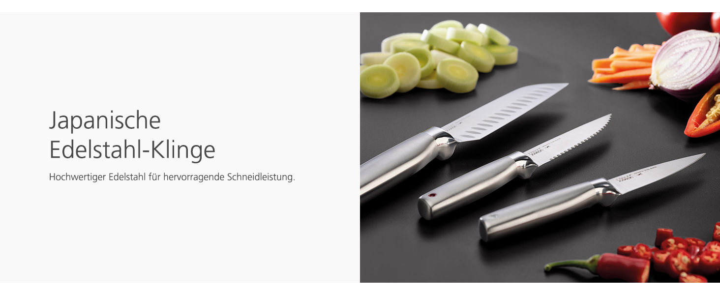 Набір ножів Fusion Joseph Joseph 5 предметів: кухонний ніж, ніж для м'яса, ножиці, дерев'яний блок для ножів