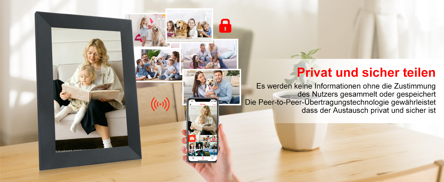 Frameo Цифровий фоторамка 15.6 дюймів Wi-Fi, FHD IPS сенсорний екран, Smart фоторамка з 32GB, автоматичне обертання, обмін фото та відео, можливе кріплення на стіну