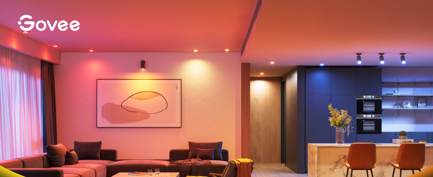Розумна LED лампа Govee GU10 RGBWW, Matter, Alexa, Google Home, 400Лм, WLAN, регулювання яскравості, зміна кольорів, синхронізація з музикою, 4 шт