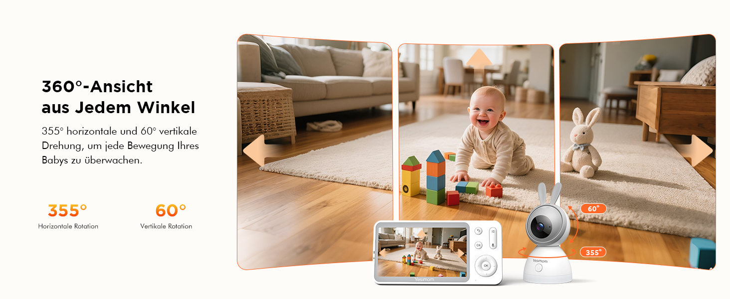 Відеоняня з камерою 1080P HD PTZ 360° та Wi-Fi: монітор для немовлят з додатком, нічним баченням, 4x Zoom, детекцією руху/звуку, двостороннім аудіо, автотрекінгом та сповіщеннями