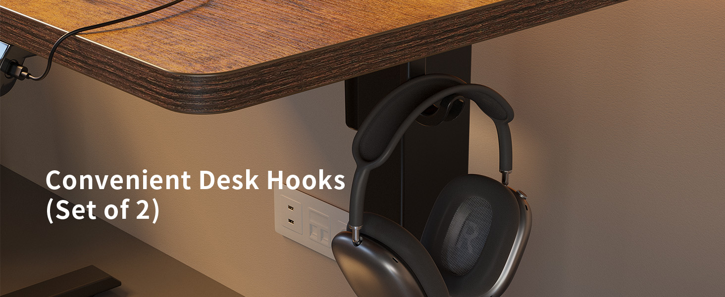 FEZIBO Регульований стіл за висотою з USB-A та USB-C портами, електричний, ергономічний, для дому та офісу (160 x 80 см, коричневий)