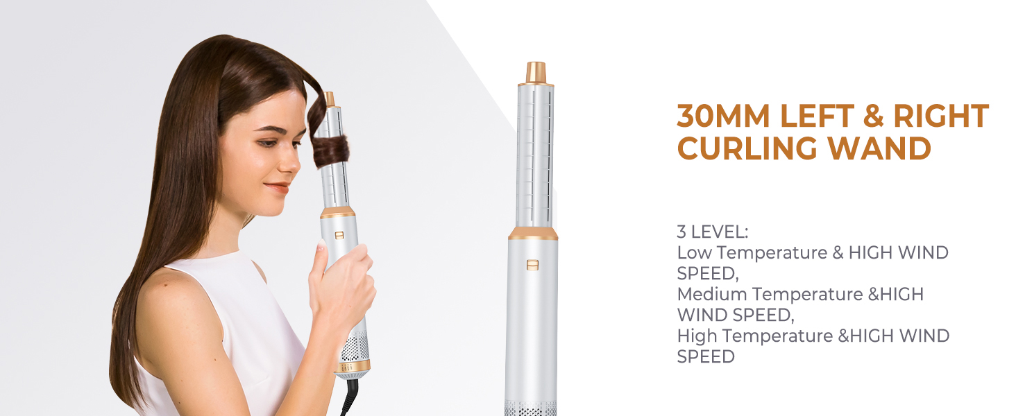 MogaWave Air Styler Pro 6 в 1: Фен-щітка, стайлер для волосся 1000W (білий)