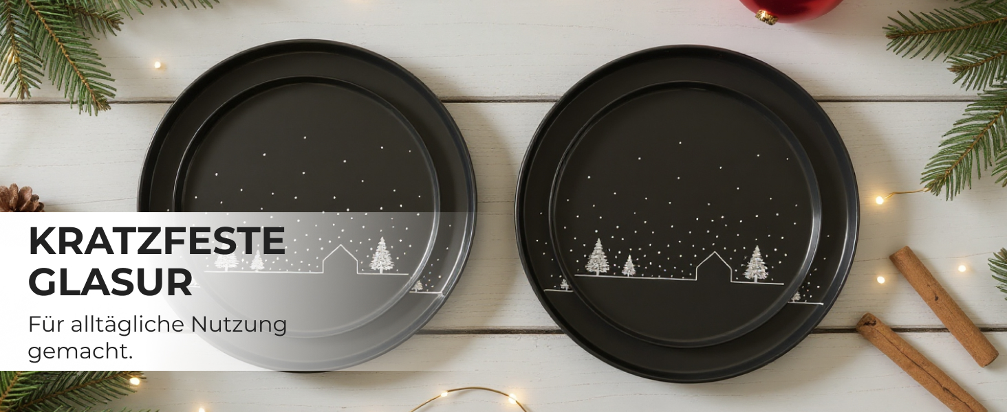 Набір чашок Miamio на Новий Рік, 4 шт, 500 мл (чорні) / Кавові чашки для святкування, мінімалістичний зимовий дизайн, подарунок на Новий Рік, безпечні для миття в посудомийній машині та використання в мікрохвильовій печі – Зимова колекція