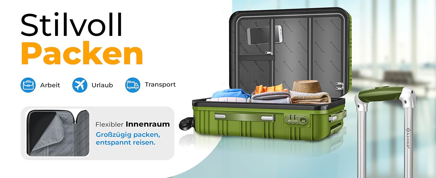 Валіза KESSER® з жорстким корпусом, вагова шалька та багажний жетон | Роликова валіза з кодовим замком, телескопічна ручка (шампань, 75 см – 120 л)